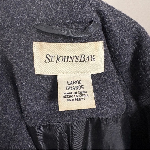 St John’s Bay Dark Gray Wool Double Breasted Peacoat Size Large - Picture 7 of 7